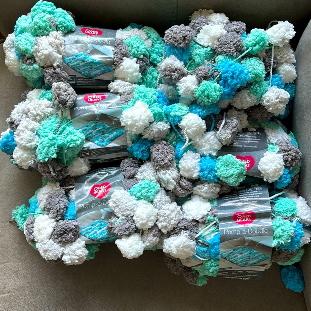 Red Heart Pomp-a-doodle yarn lot